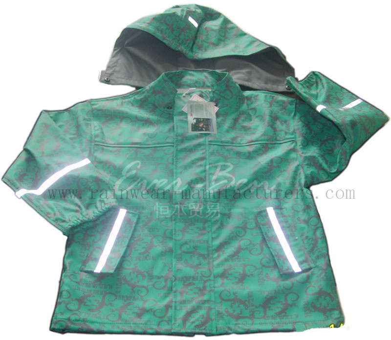 China all over printing PU womens rain jacket